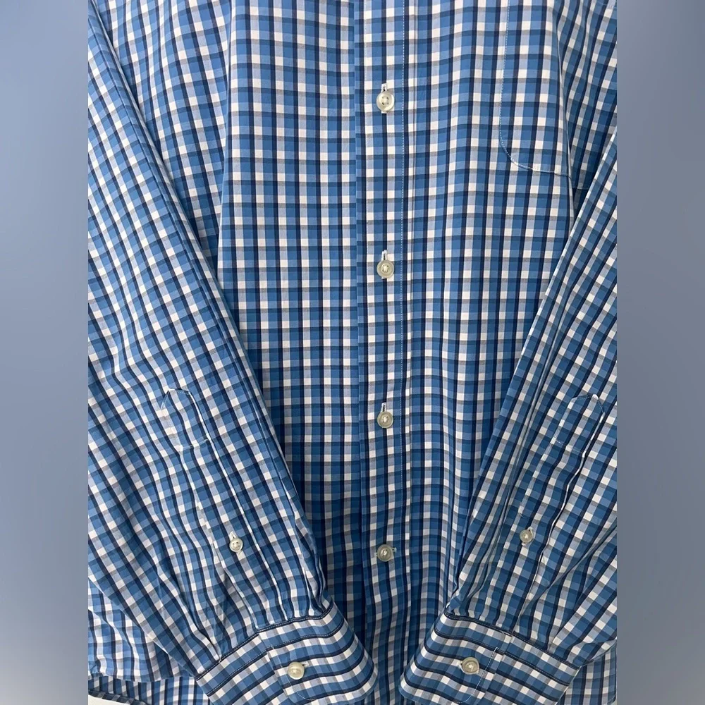 Lands' End Blue and White Casual Button Down Shirt 16-35 - Picture 9 of 10